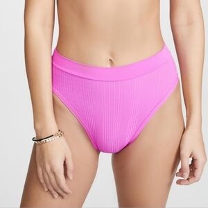 L*Space Frenchi Bikini High Waist Swimsuit Bottoms Size S Pink New